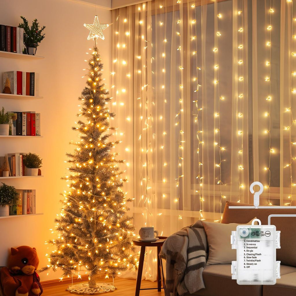Zasłona świąteczna Aigostar, 2 m x 2 m, 8 trybów, lampki Zdjęcie produktu 