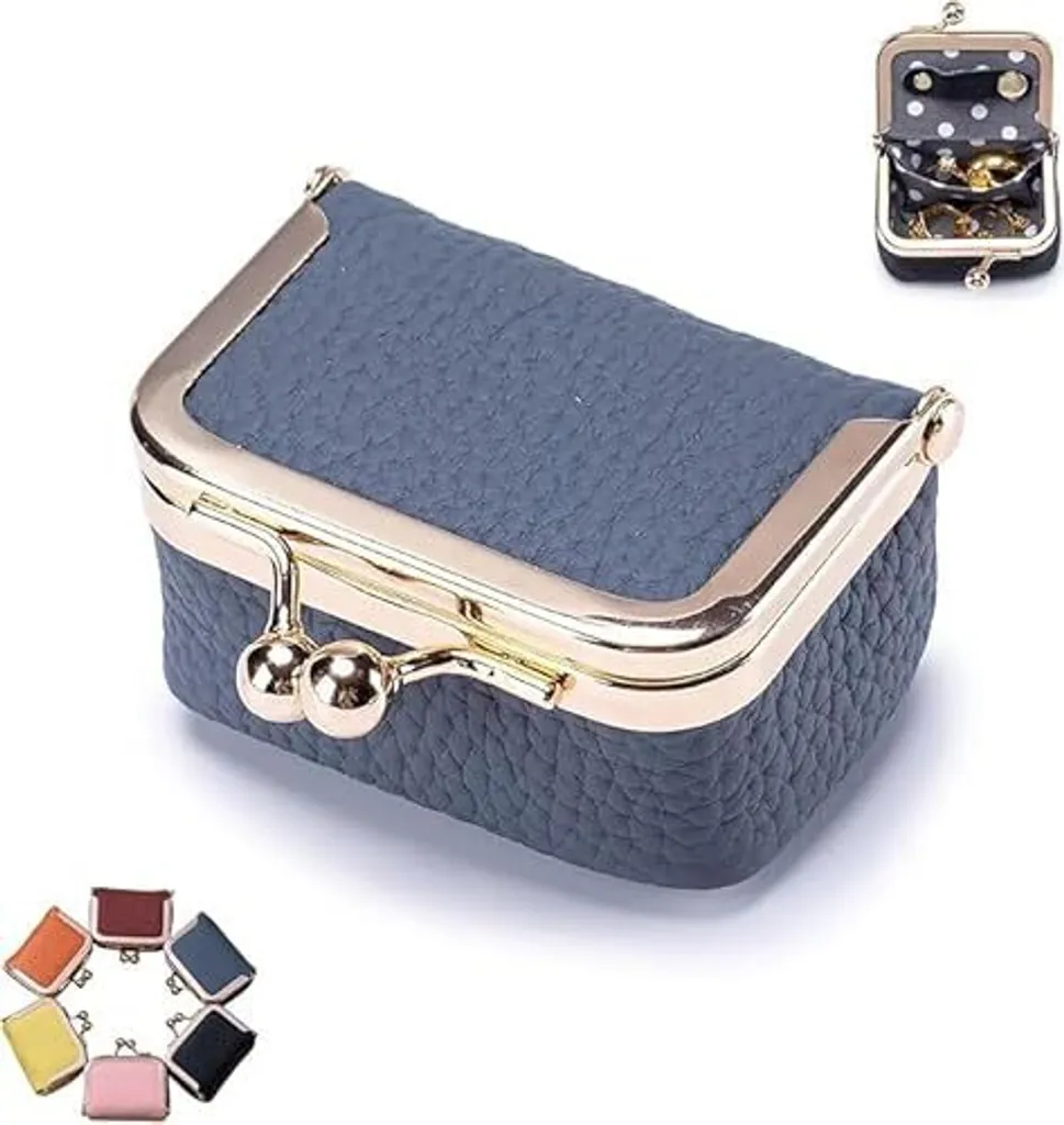 Lilyrhyme Mini Jewelry Box: Portamonete Pelle Blu e Organizer Gioielli