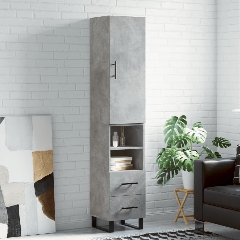 Maison Exclusive - Highboard Betongrau 34,5x34x180 cm Holzwerkstoff