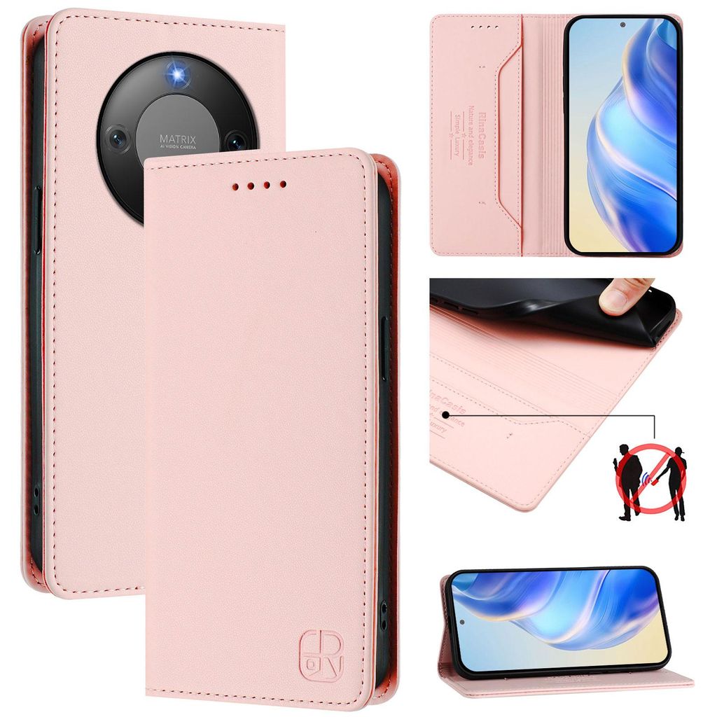 Lederhülle für Honor X9D Hülle Flip Brieftasche Kartenfächern Ständer Schutzhülle Pink