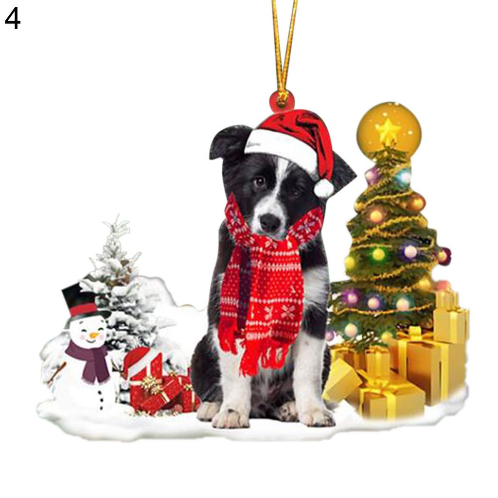 Weihnachtsanhänger Cartoon Hund Muster Bruchsicheres Holz Weihnachtsbaum Hangsschild Wohnkultur-4