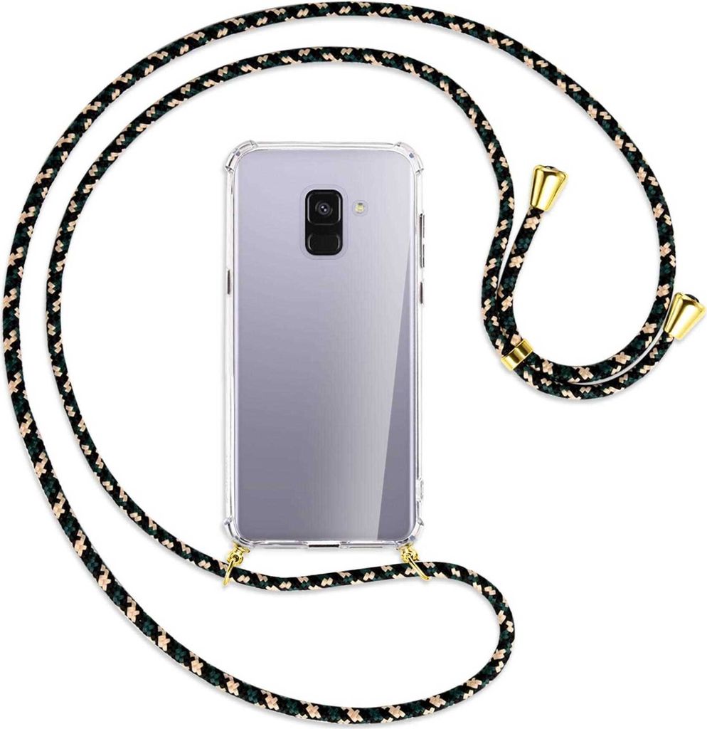 Handykette Backcover-Schutzhülle mit Band (Metall goldfarben) für Samsung Galaxy A8 Plus 2018 - camouflage