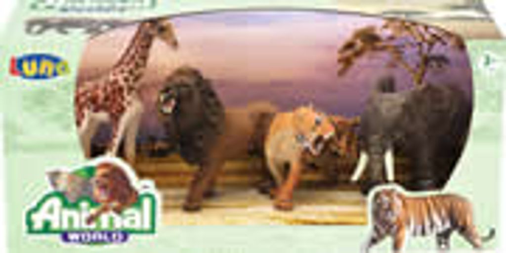 Luna Tierfiguren-Set Wildtiere 4-tlg. Spielfiguren m. Elefant Tiger Löwe Giraffe