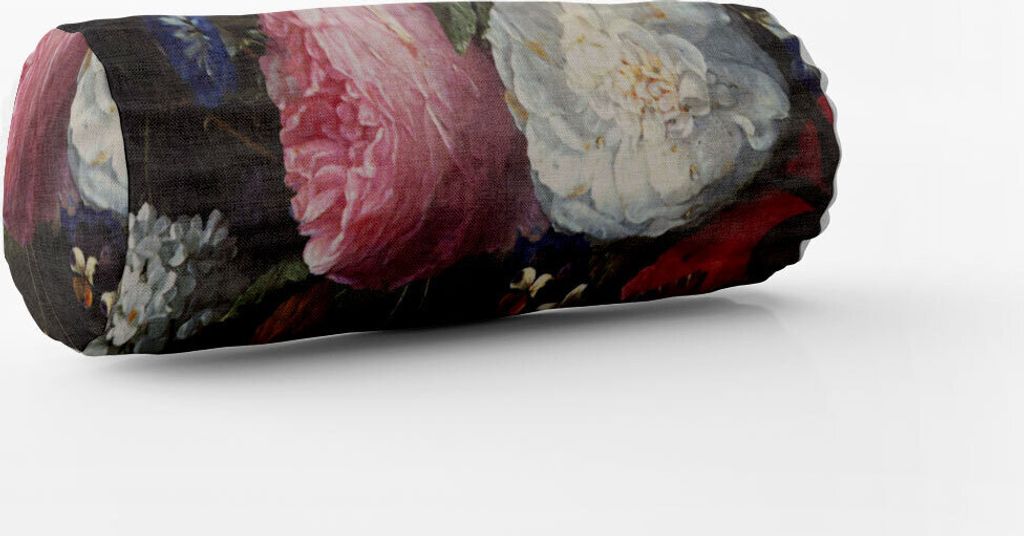 SCHÖNER LEBEN. Kissenhülle Samt Blumen Tulpen Pfingstrosen grün bunt Größe 15x40cm (ØxB) Nackenrolle 15x40cm (ØxB) Nackenrolle Größe