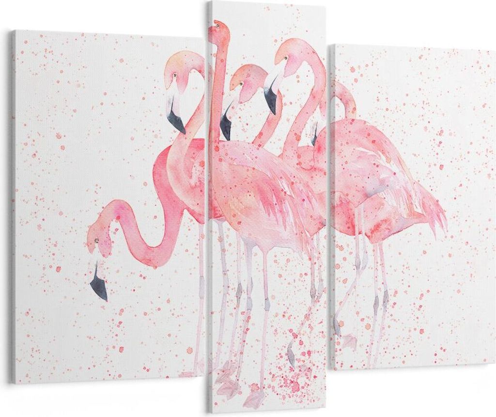 Bild auf Leinwand - Leinwandbild - Flamingo Vogel Wasser - 95x80cm - Wand Bild - Wanddeko - Leinwanddruck - Bilder - Kunstdruck - Wanddekoration - ...