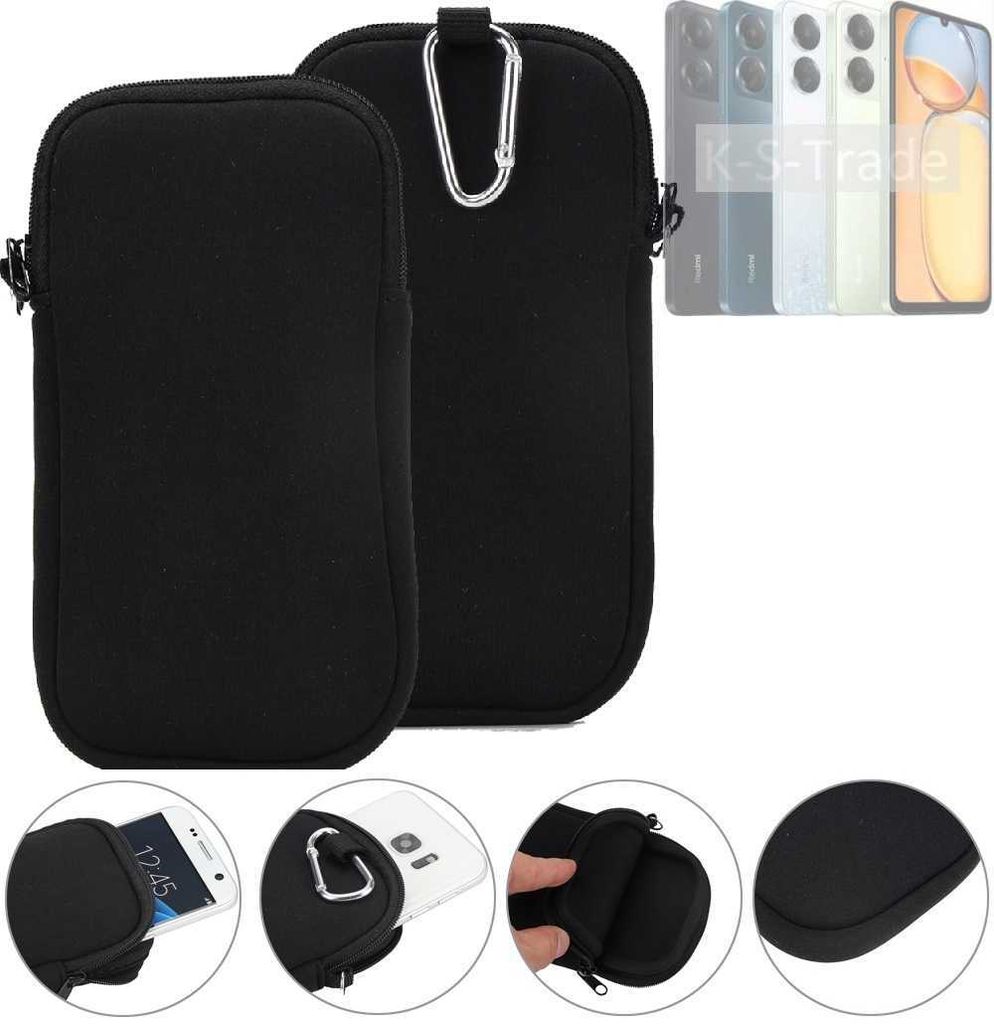 K-S-Trade Neopren-Hülle Handyhülle kompatibel mit Xiaomi Redmi 13C Schutzhülle Neoprenhülle Sleeve Schutz-Hülle Gürtel Tasche Case Holster