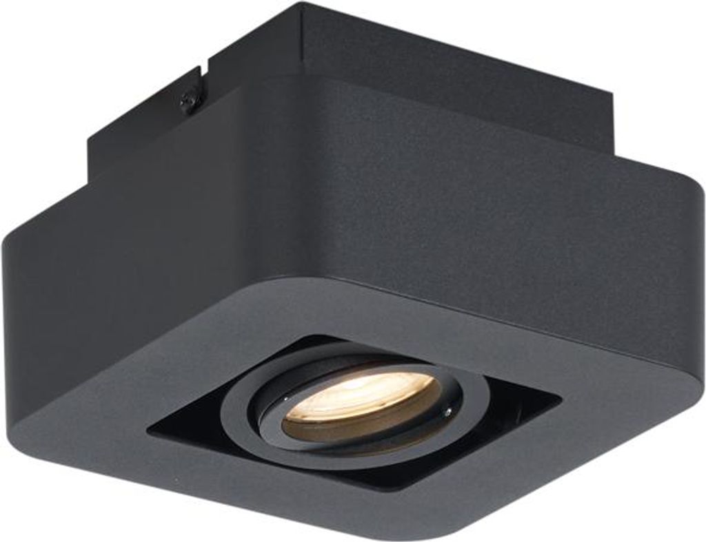 QAZQA - Modern Abgerundeter AufbauWand Spot I Spotlight I Deckenspot I Deckenstrahler I Strahler I Lampe I Leuchte schwarz dreh- und schwenkbar - D...