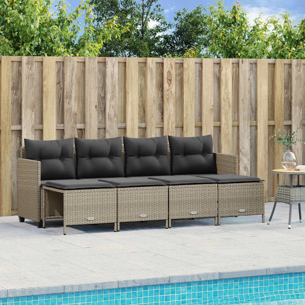 Maison Exclusive - 5-tlg. Garten-Sofagarnitur mit Kissen Hellgrau Poly Rattan