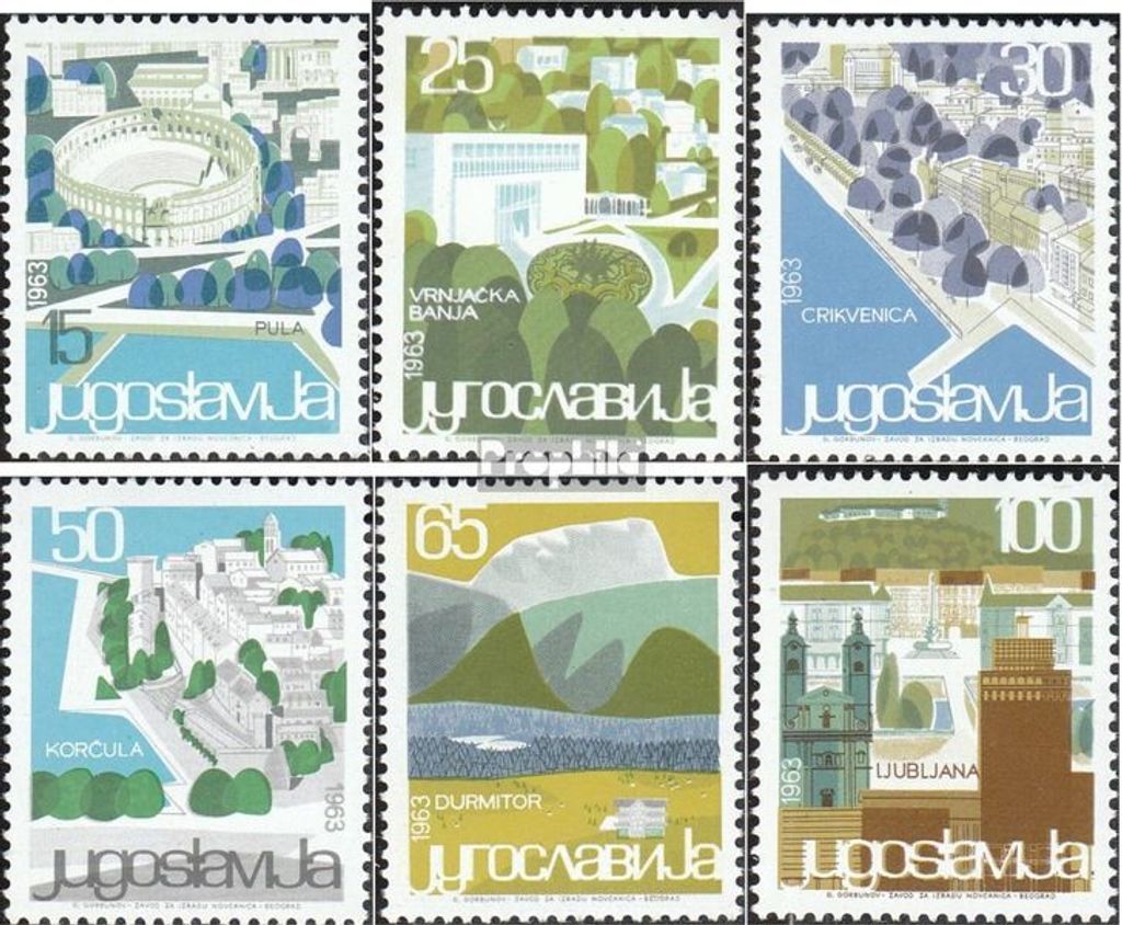 Briefmarken Jugoslawien 1963 Mi 1040-1045 (kompl.Ausg.) postfrisch Juoslawische Touristenorte