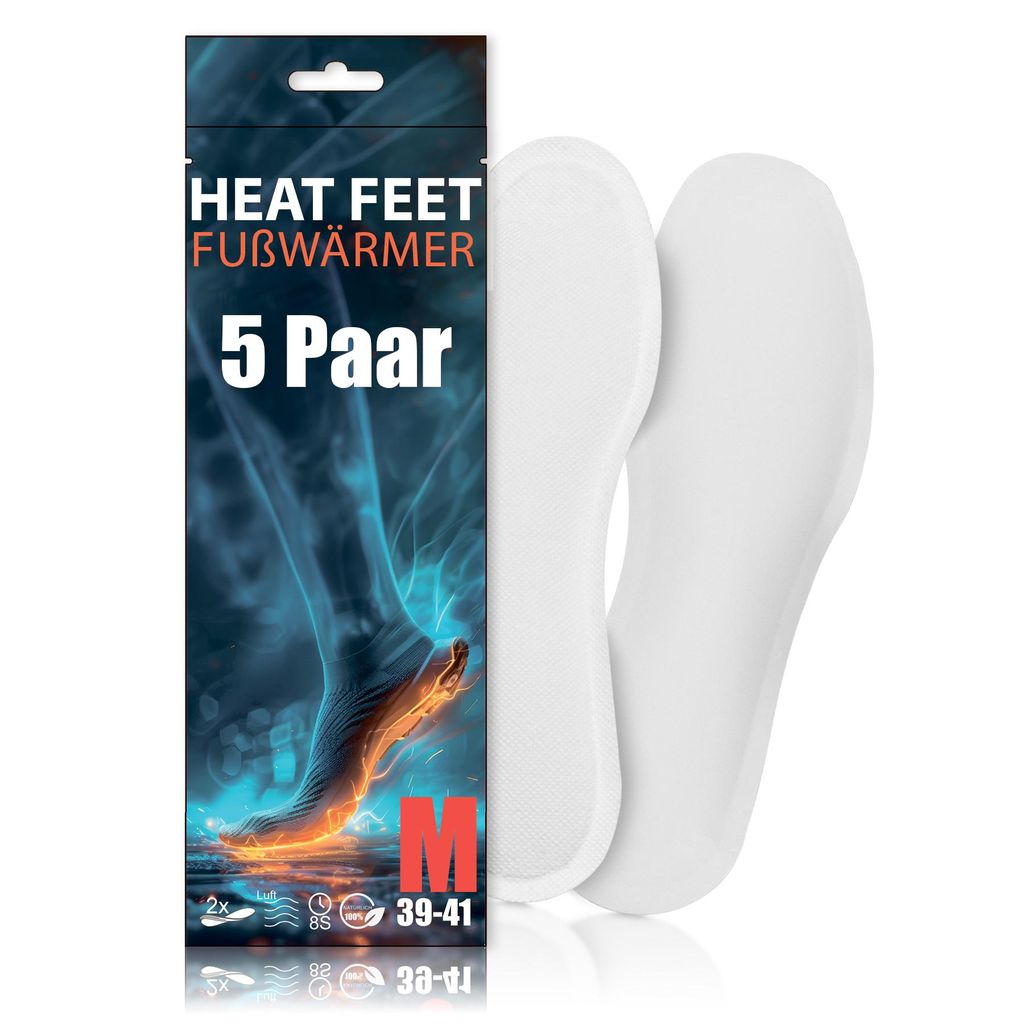 5Paar HEAT FEET Wärmesohlen Heizsohlen Einlegesohlen Fußwärmer 8h Wärme für Schuhgröße 44-46 ideal für Winter Outdoor Sport Weihnachtsmarkt...