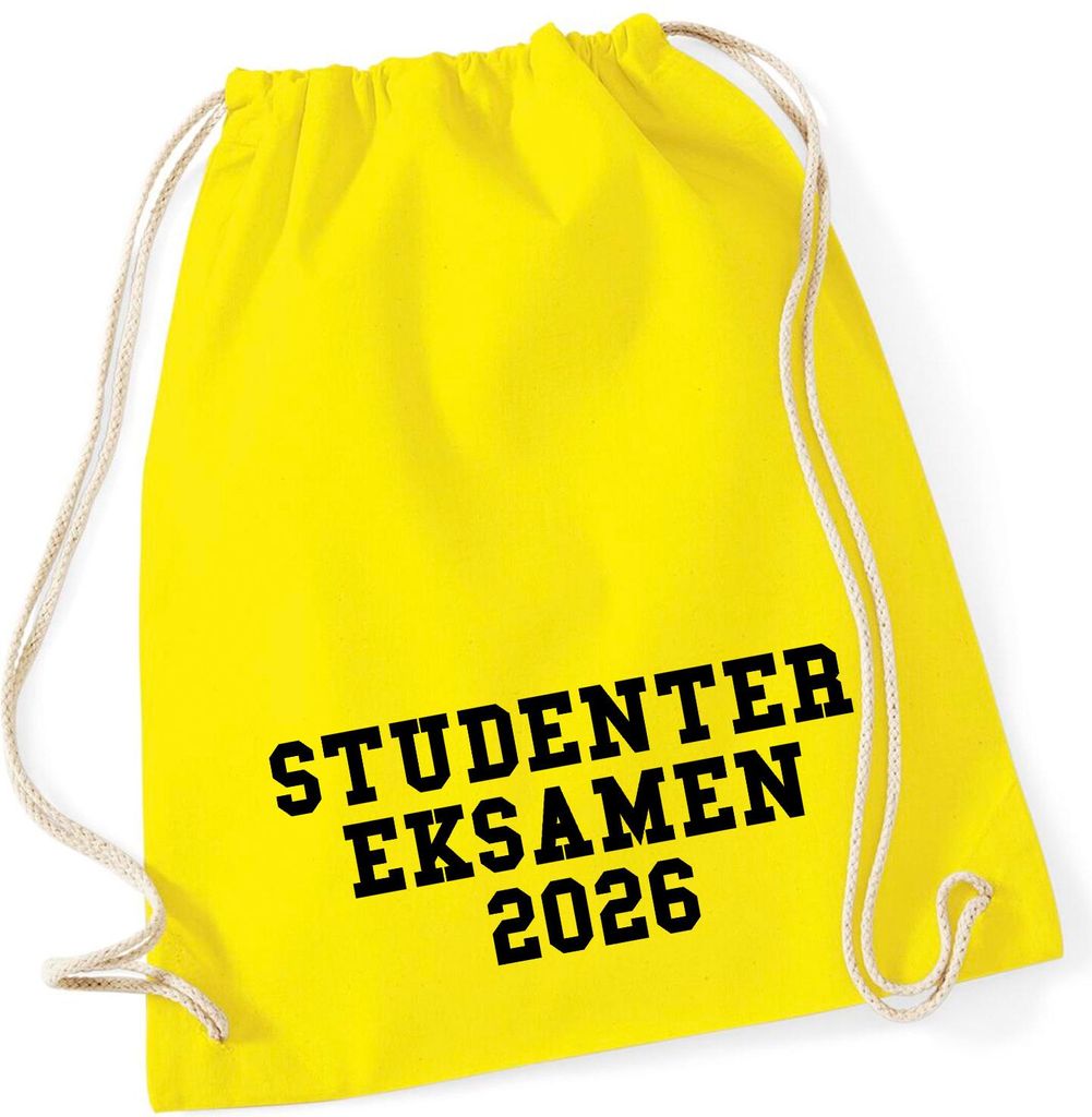 Huuraa Turnbeutel Studentereksamen 2026 Abschluss Dänemark 12 Liter Yellow Baumwolle Rucksack Geschenkidee