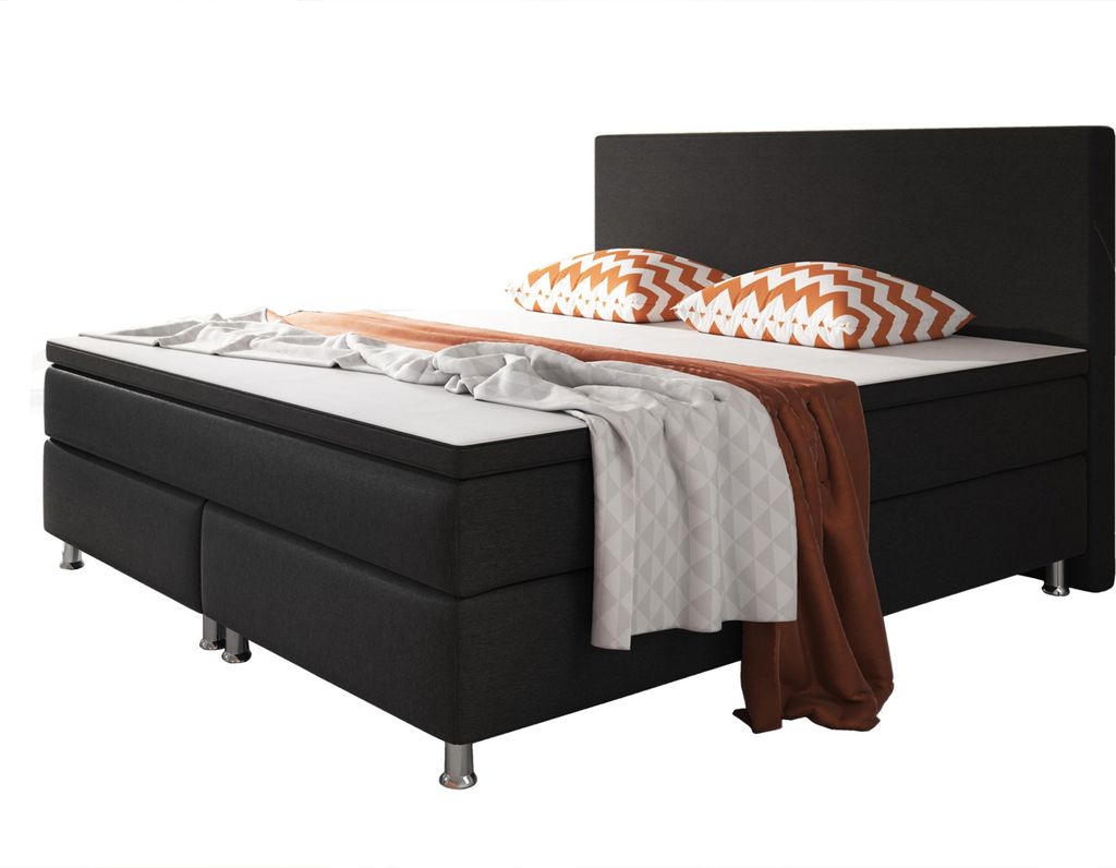 Boxspringbett B001 180x200 cm Webstoff Schwarz Produktbild 