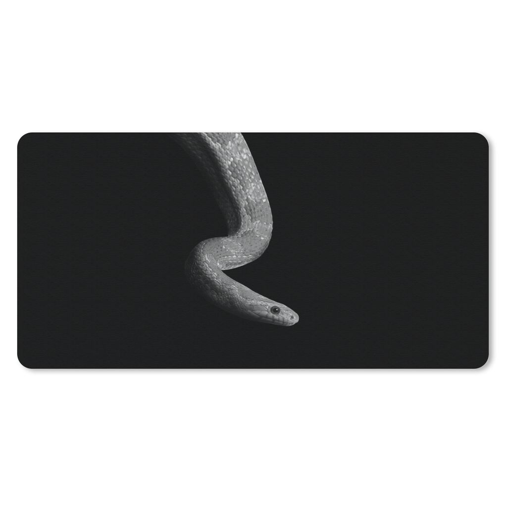 MuchoWow Schreibtischunterlage Tiere - Schlange - Schwarz - Weiß - Porträt 80x40 cm - XXL Mauspad - Gaming Mauspad