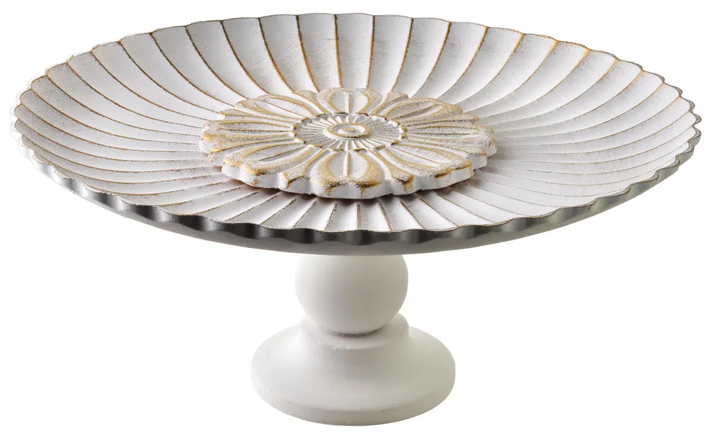 Grande Coupe de Décoration Design Blanc et Or 31,5 cm en MDF Durable