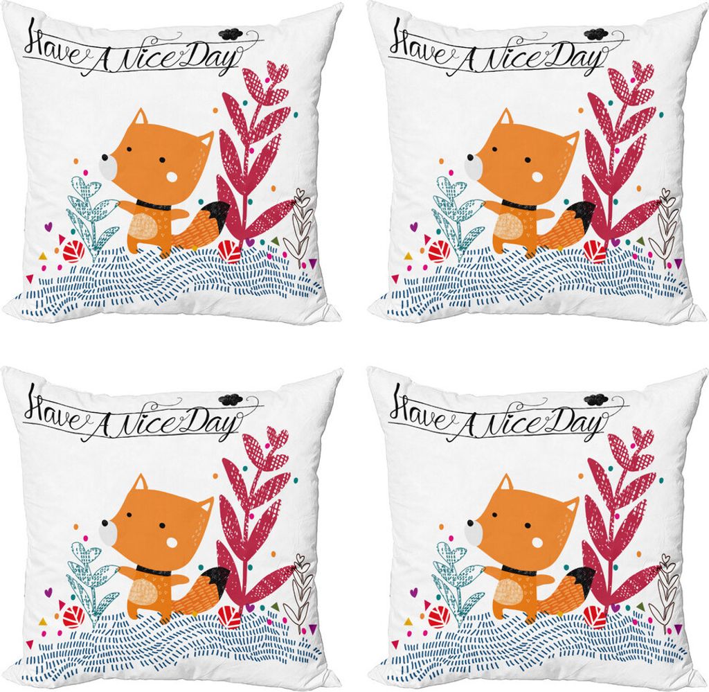 ABAKUHAUS Fuchs Kissenbezug Set (4 Stück), Charakter Geometric, Moderner Doppelseitiger Digitaldruck, 40 cm x 40 cm, Mehrfarbig