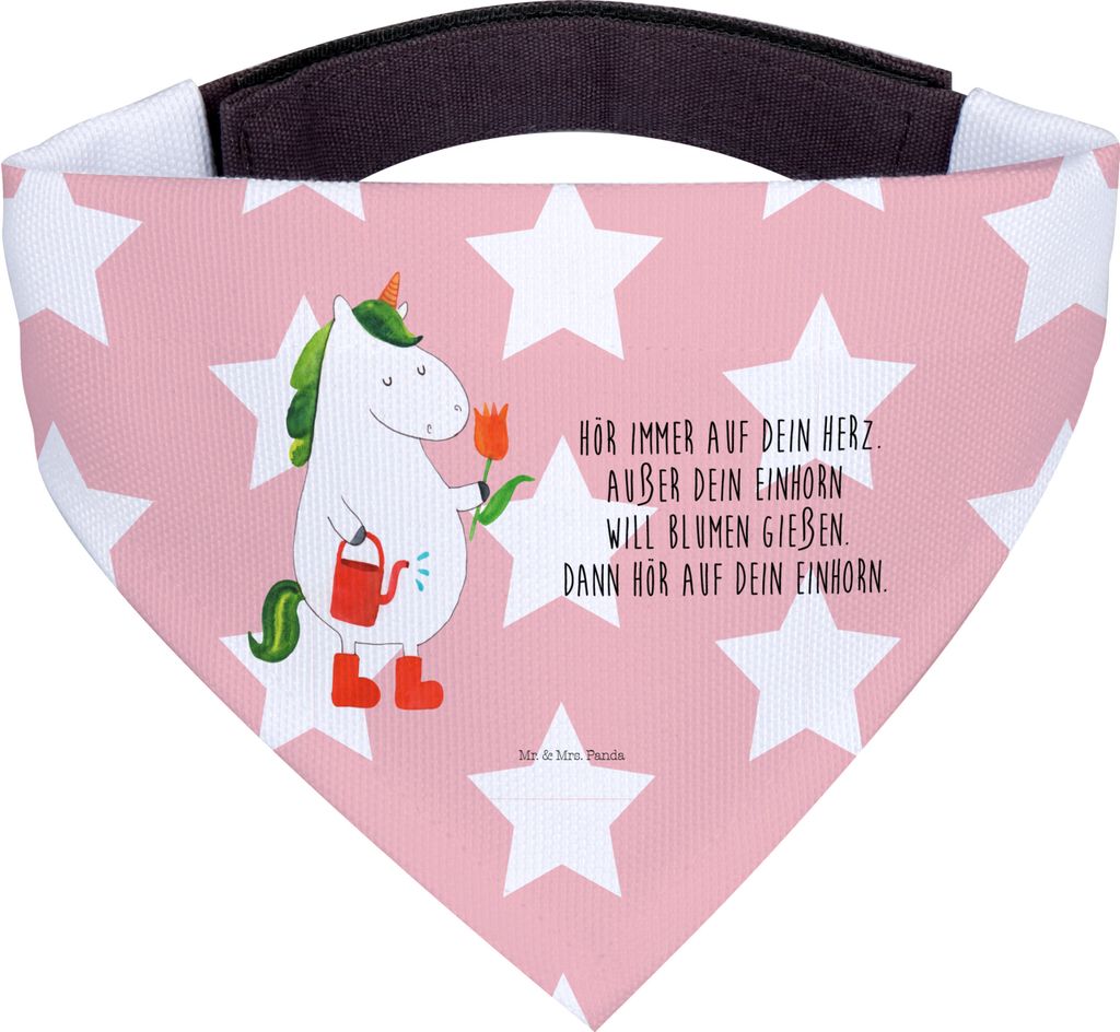 Mr. & Mrs. Panda Hunde Halstuch Einhorn Gärtner - Rot Pastell - Geschenk, Hund, Unicorn, Stiefel, Dreieckstuch, Einhörner, Blume, Garten, Bandana...