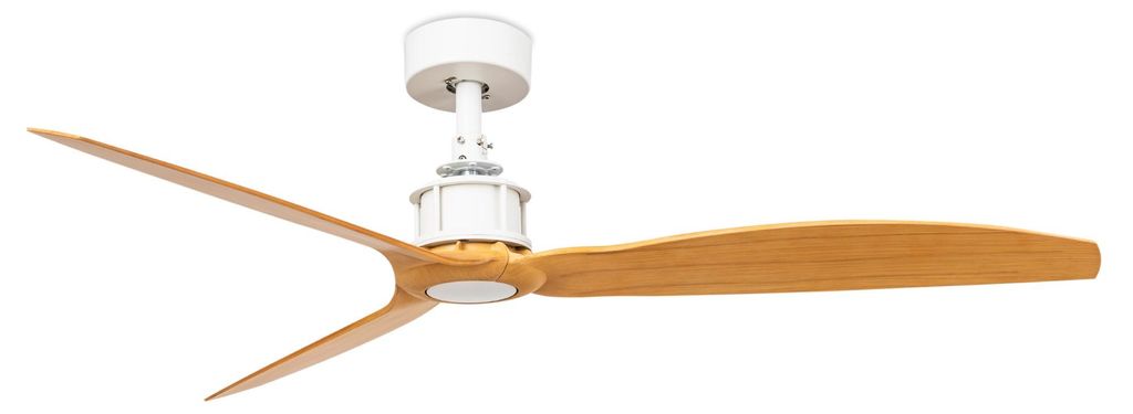 Energiespar Deckenventilator mit Fernbedienung Just Fan Weiß / Holz 128 cm