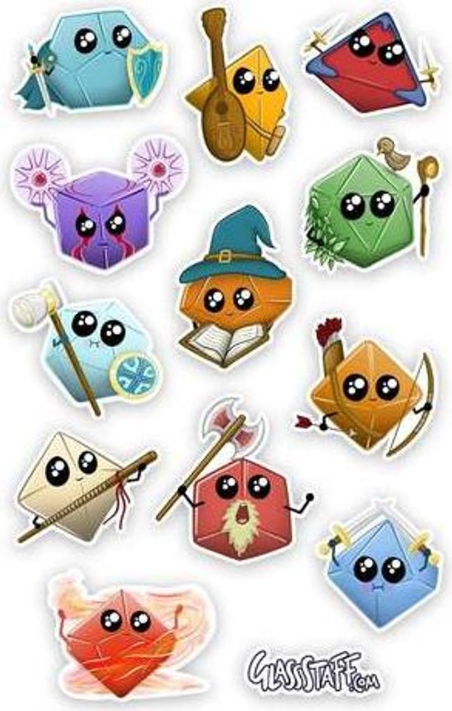 Sticker - Kawaii Dice Classes - Groß
