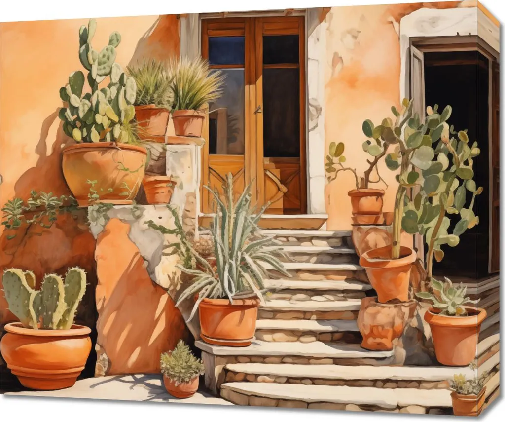 Image 60 x 50 cm Coin Ensoleillé des Cactus - Décoration Murale Nature