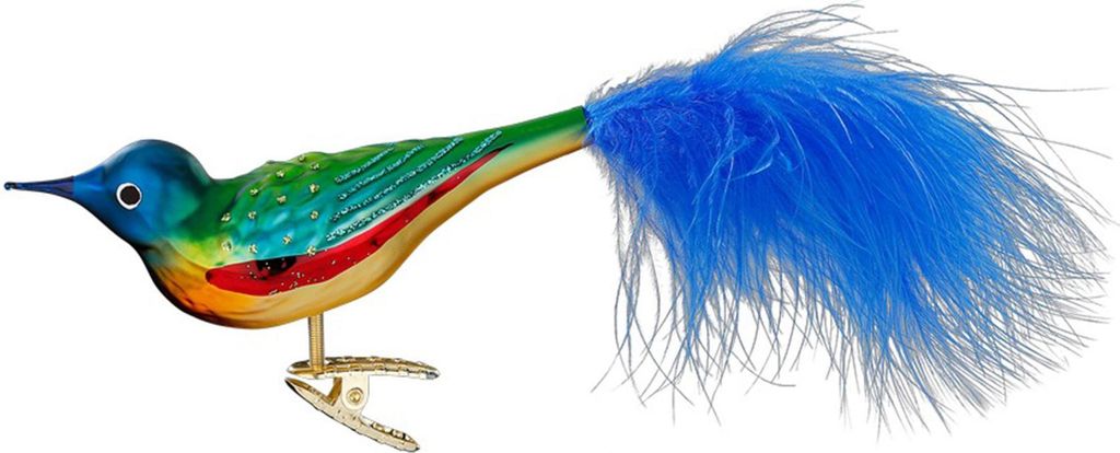 Christbaumschmuck Glas Vogel mit Glitzer auf Clip 11cm Bunt