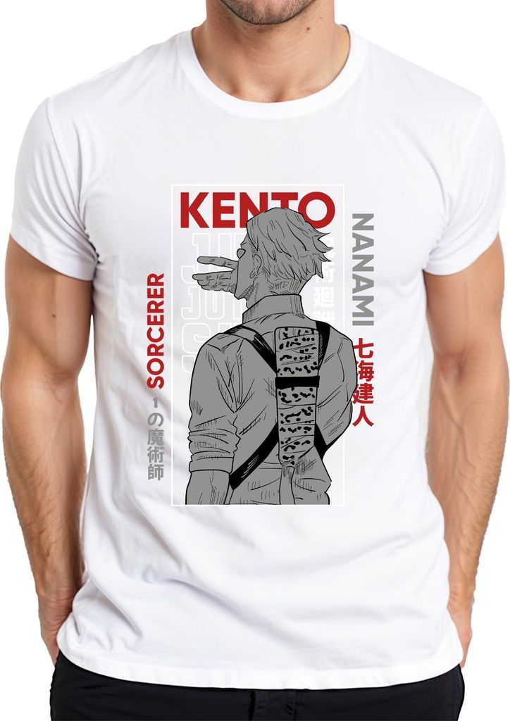 Jujutsu Kaisen Kento Nanami Sorcerer Anime Ästhetik Geschenk Retro Herren T-Shirt, Weiß, 3XL