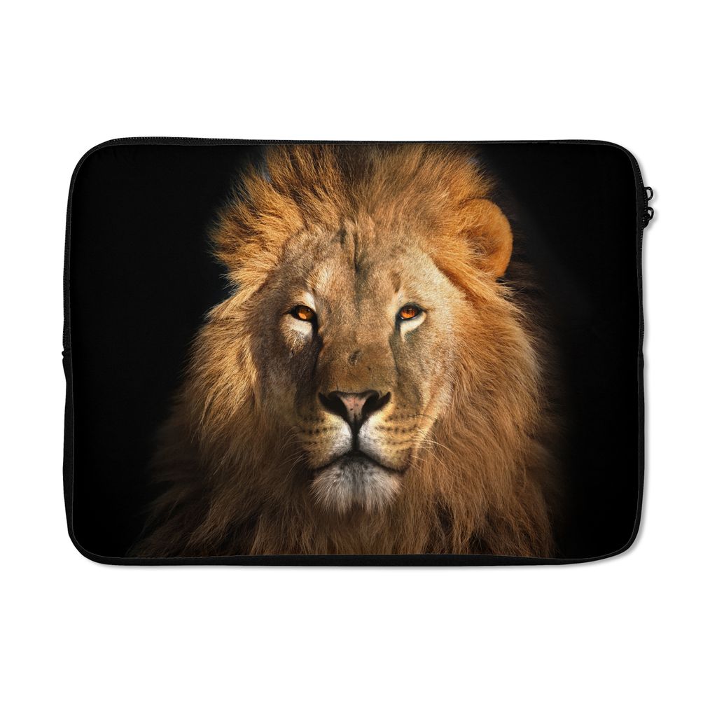 MuchoWow Laptop Hülle 14 ZollLöwe - Tiere - Schwarz - Hell - Braun - Porträt Laptoptasche - Laptoptasche - Stoßsicher - Schutzhaube