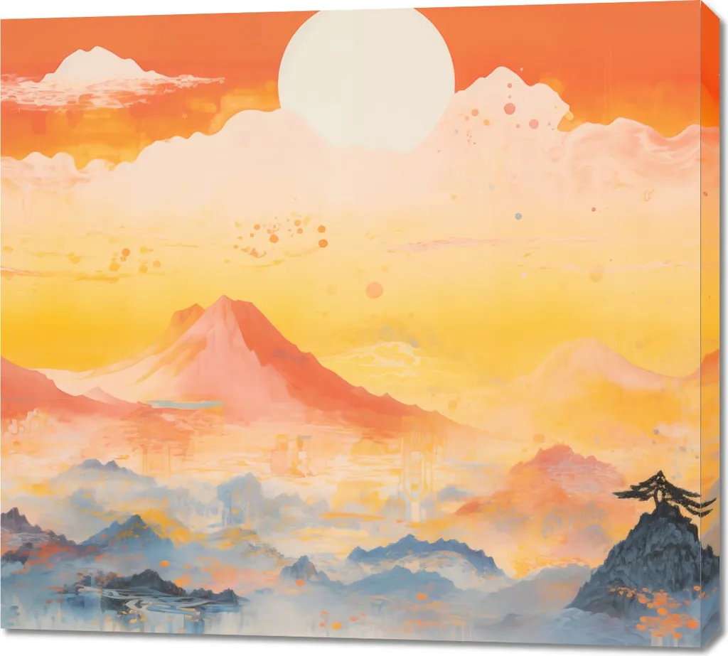 Quadro 100x90 cm Alba sulla Terra delle Montagne Silenziose