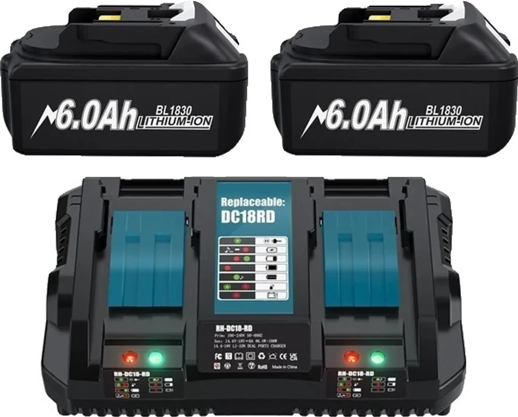 Makita Batterie 18V 6.0Ah LXT Lithium-ion avec Chargeur Rapide 6A DC18RC