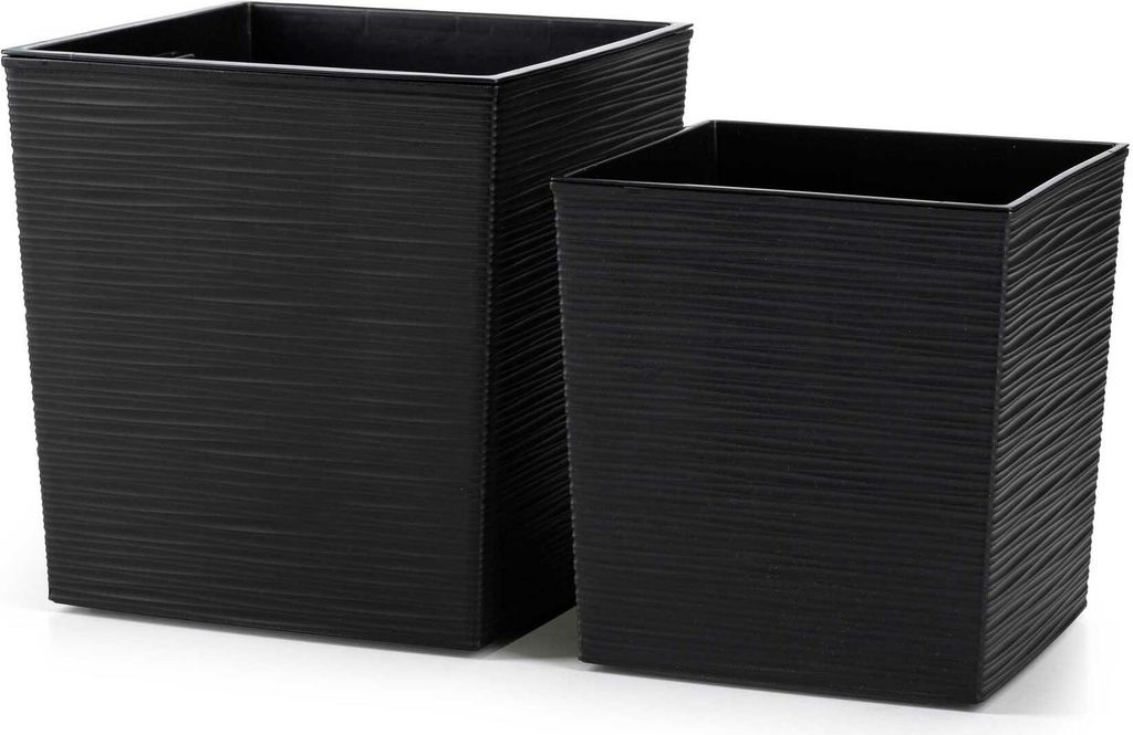 HowHomely | Pflanzkübel Set - Flore Riflo - Schwarz - Modernes Design - Frostbeständig und Recycelt - Blumentöpfe
