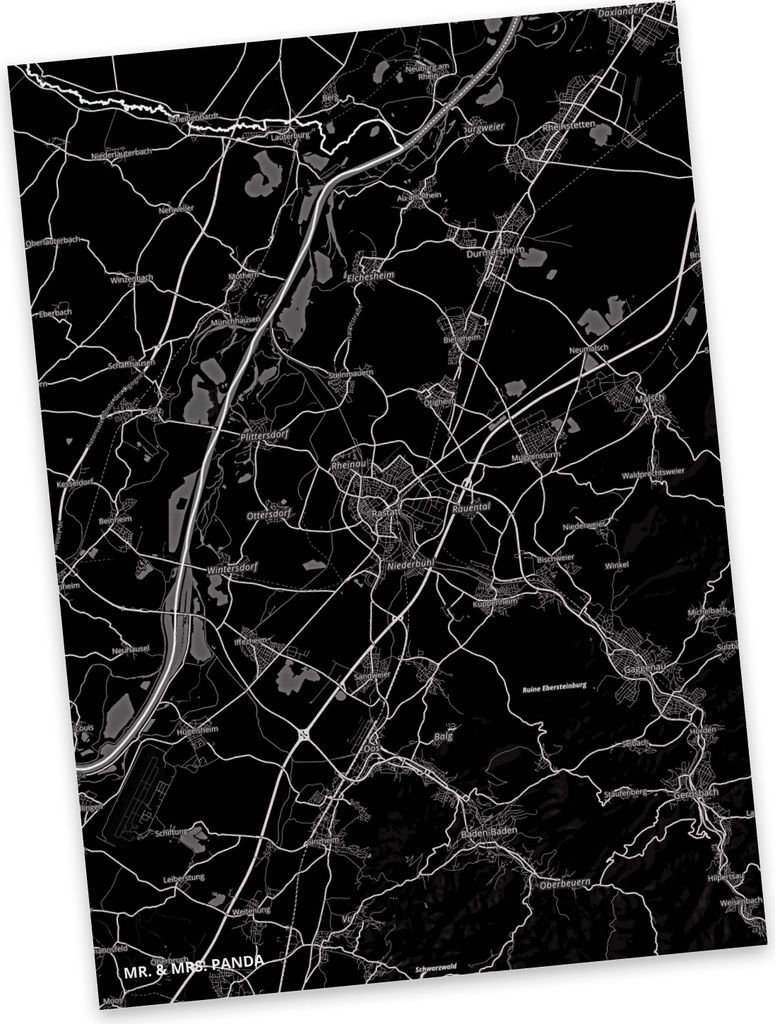 Mr. & Mrs. Panda Postkarte Rastatt - Geschenk, Ansichtskarten, Postkarten, kunstkarte, Ansichtskarte, Stadt Dorf Karte Landkarte Map Stadtplan, Gru...