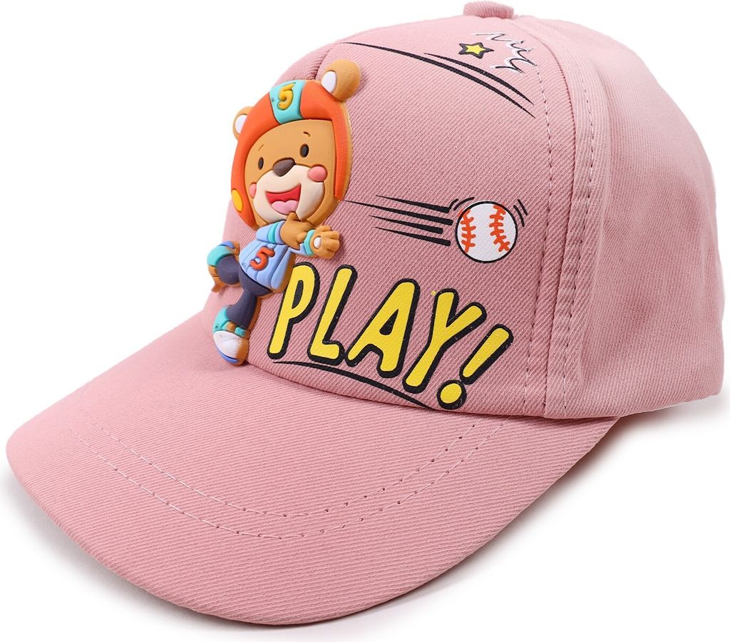 Kinder-Uni-Baseballmütze Sportler-Bär Rosa 50-54 YOCLUB