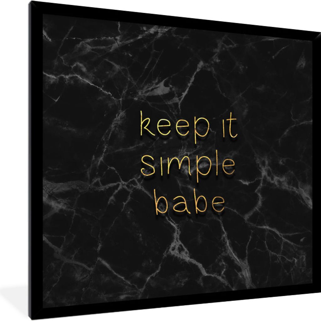 MuchoWow Gerahmtes Poster Zitate - Sprichwörter - Gold - Marmor 40x40 cm - Poster mit Schwarzem Bilderrahmen Wandposter Rahmen Foto Bilder - Mit...