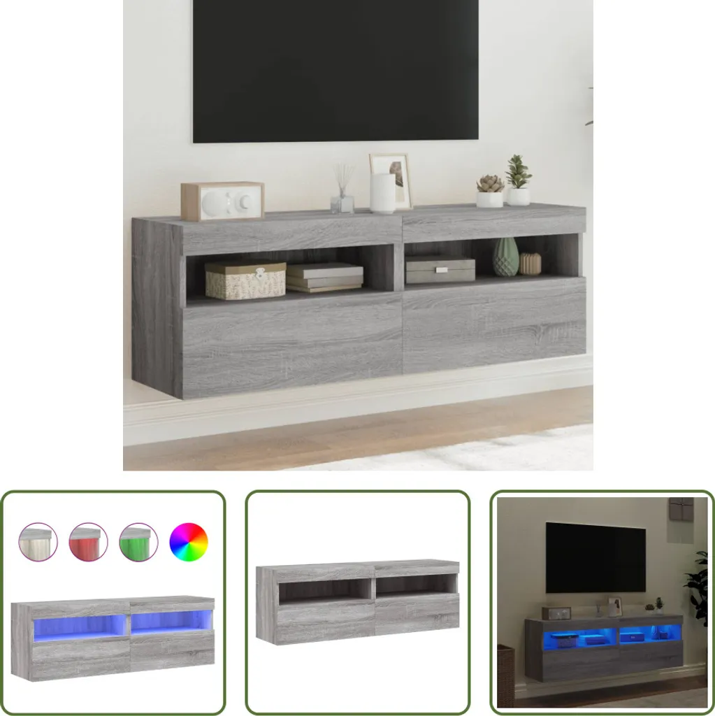 Offerta Set 2 Pensili TV LED Grigio Sonoma 60x30x40 cm | Prezzo Top