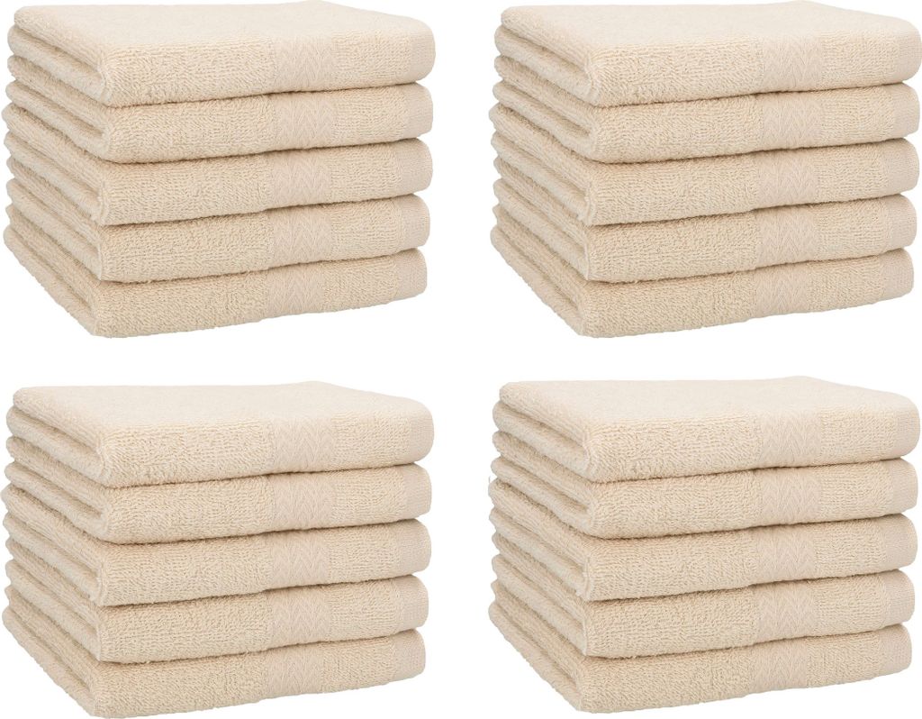 Betz 20 Stück Gästetücher 30x50 cm PREMIUM 100% Baumwolle Set Farbe: sand