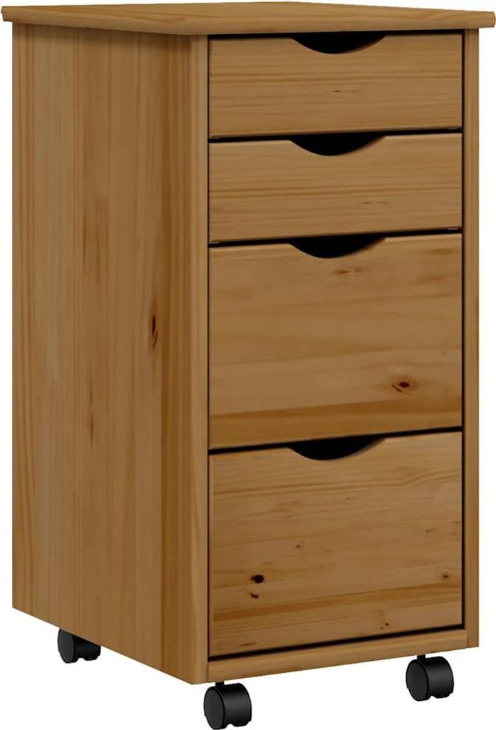 vidaXL Rollschrank mit Schubladen MOSS Honigbraun Massivholz Kiefer
