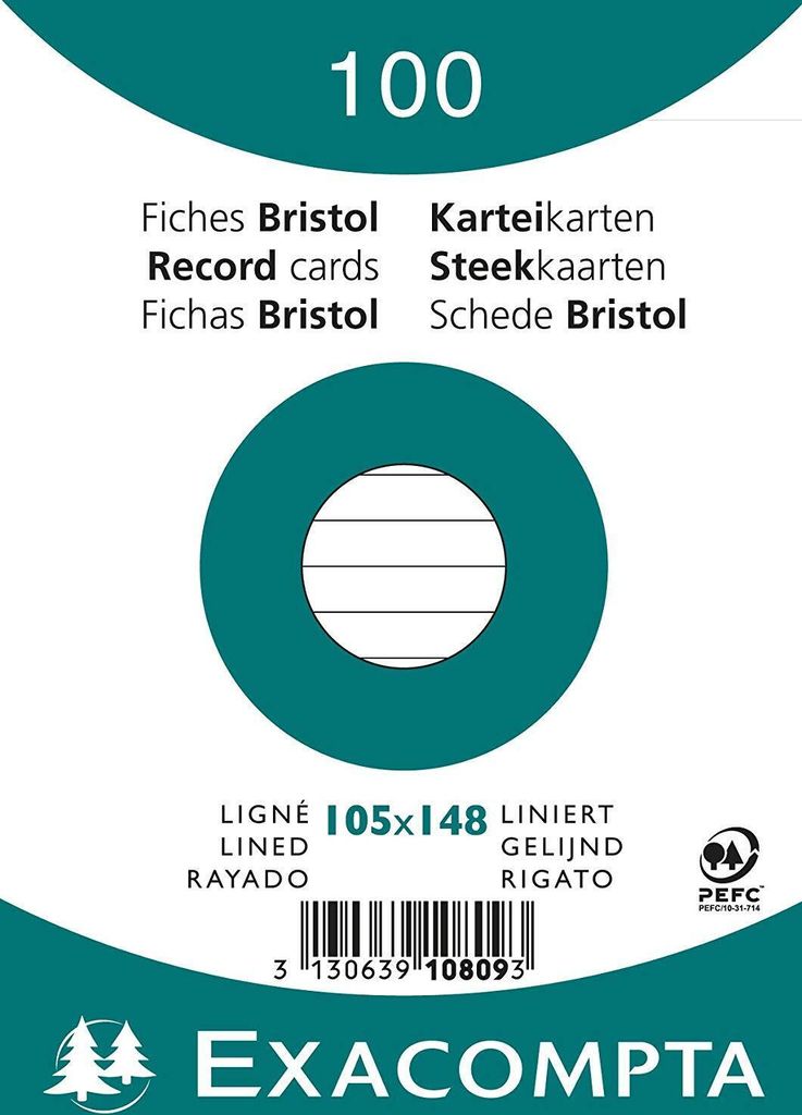 Exacompta Karteikarte 10809SE DIN A6 liniert weiß 100 Produktbild 