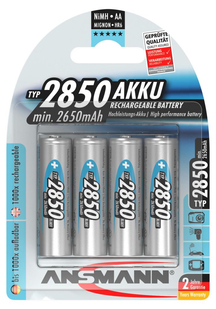 ANSMANN Akku Mignon AA 2650 mAh 1,2V Ni-MH,4 Stück Produktbild 