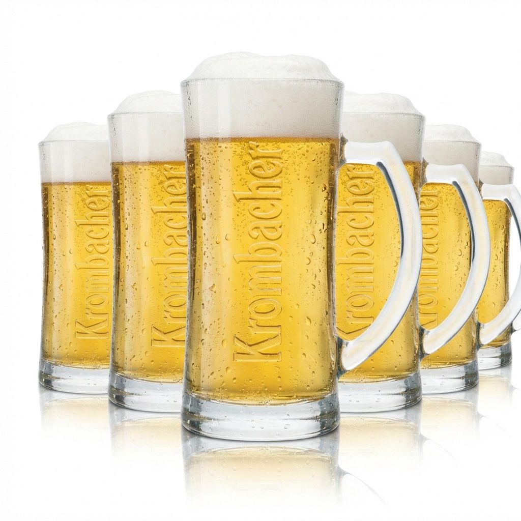6x Krombacher Glas 0,3l Bier Krug Humpen Seidel Kontur Produktbild 