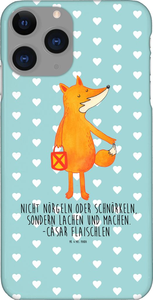 Mr. & Mrs. Panda Iphone 11 Pro Handyhülle Fuchs Laterne - Türkis Pastell - Geschenk, Handy Case, Optimistisch, Premium Kunststoff, Positiv, Sankt...
