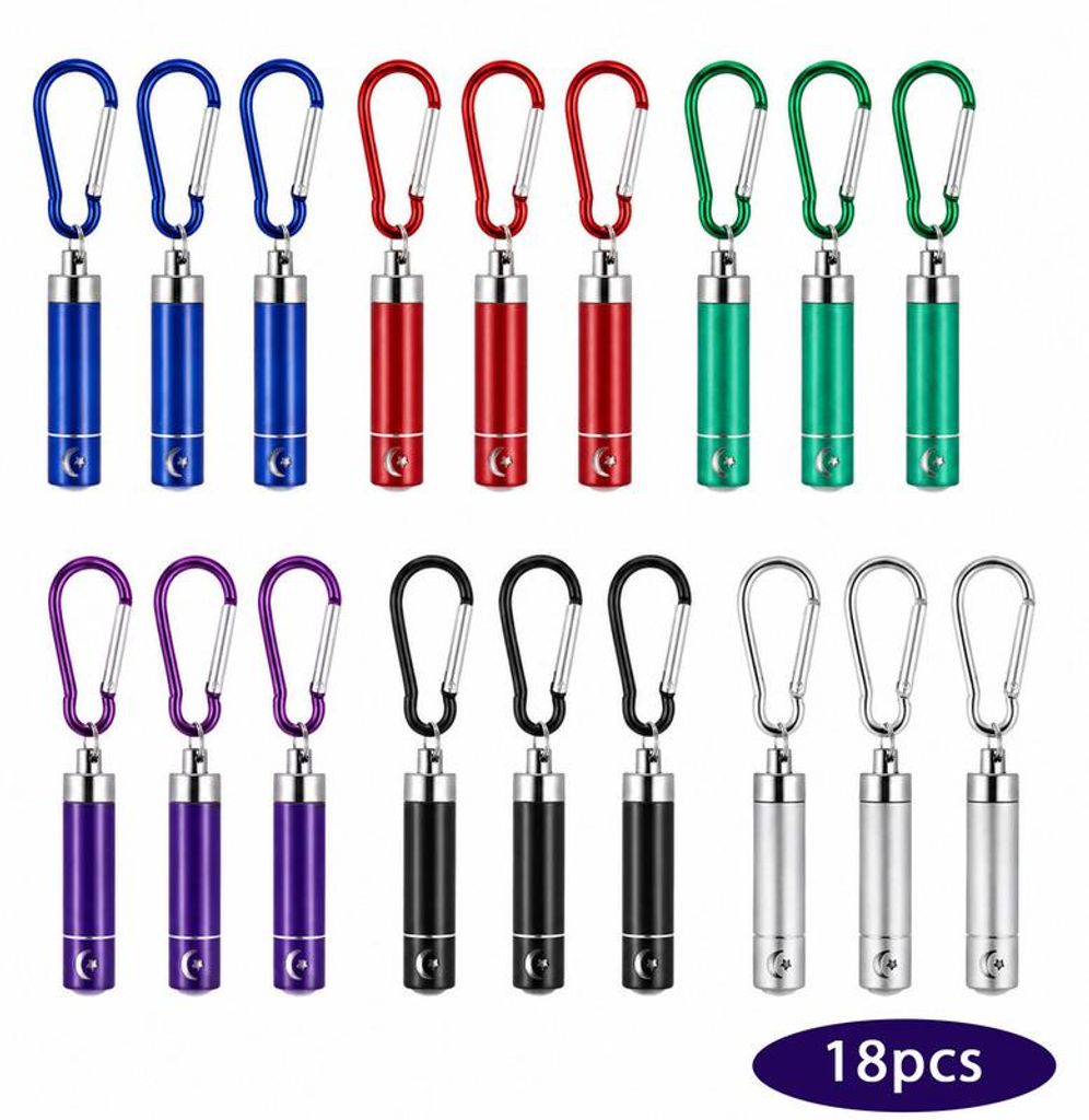 18 Stück Mini Taschenlampe Schlüsselanhänger, bunte LED Taschenlampen für Kindergeburtstag und Mitgebsel