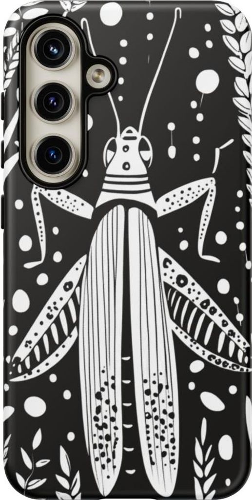 Grashüpfer und Roggen in Schwarz-Weiß – Handyhülle mit mattem Design Kompatibel mit Galaxy S24
