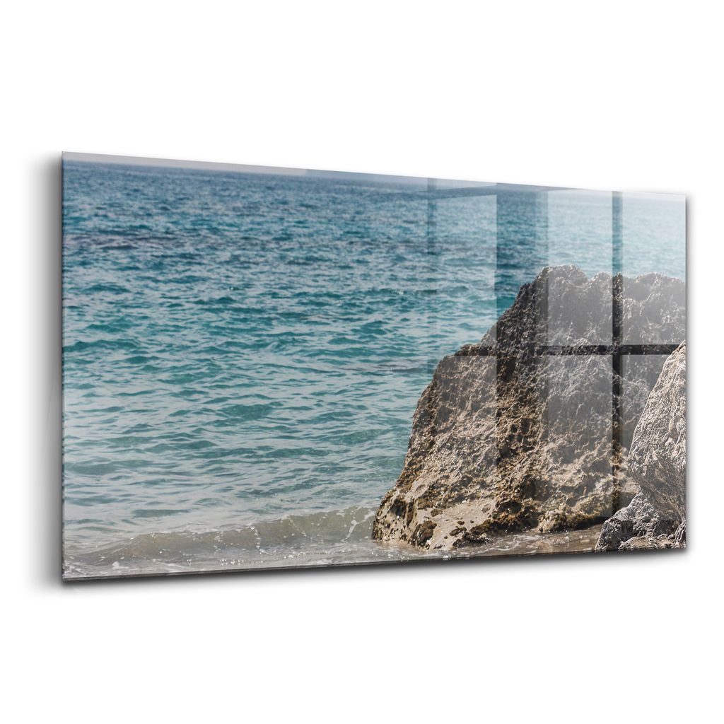 Glasmalerei - dekorative Malerei - moderne Malerei - 140x70 - Blick auf das Mittelmeer