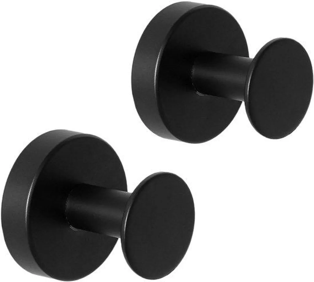 Lot de 2 Crochets Muraux Noirs en Acier Inox SUS304 pour Salle de Bain