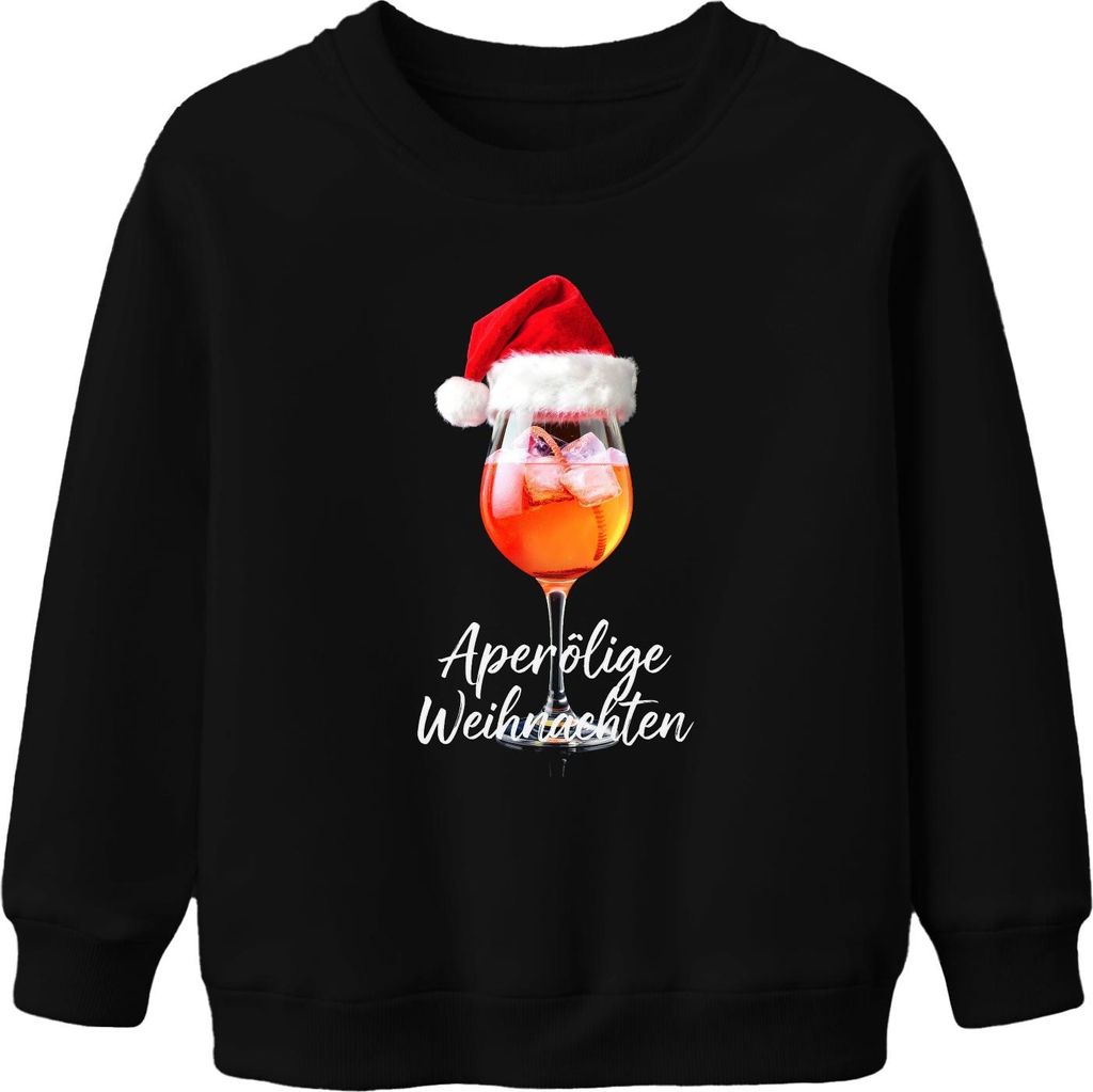 Aperölige Weihnachten Aperol Weihnachtsmütze Weihnachtsfeier Uni Kinder Sweatshirt Pullover, Schwarz, 152