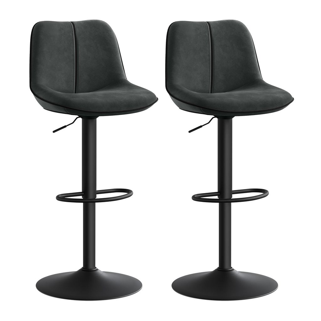 Barhocker 2er Set, Barstühle höhenverstellbar, drehbare Küchenhocker, mit ergonomischer Rückenlehne, Samt, für Kücheninsel, Hausbar, modern