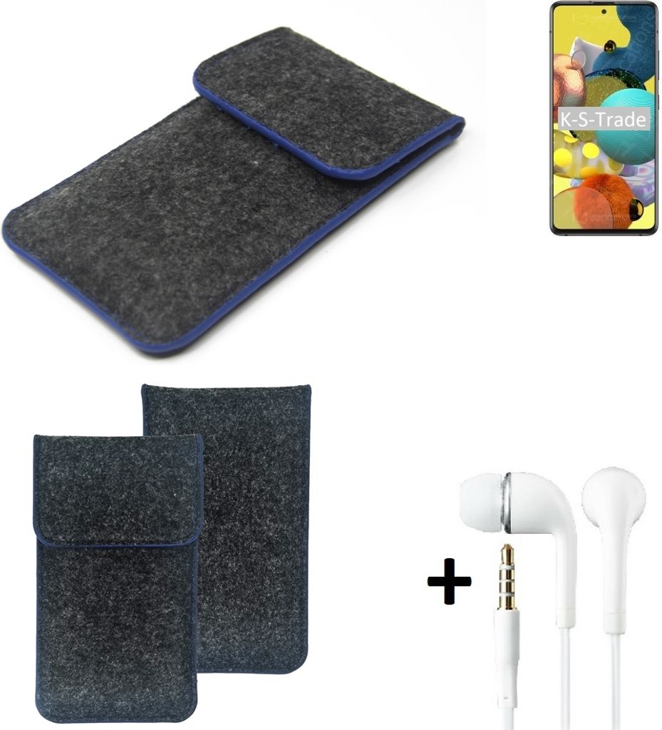 K-S-Trade Handy Schutz Hülle kompatibel mit Oppo A93 5G Schutzhülle Handyhülle Filztasche Pouch Tasche Case Sleeve Filzhülle dunkelgrau, blauer