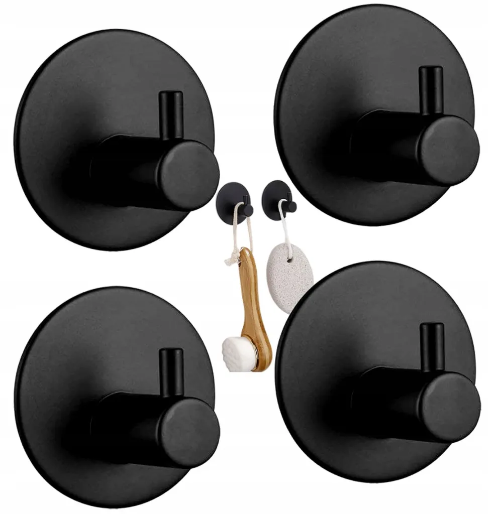 4 Ganci Adesivi Neri Opachi 4.5cm - Appendini Multifunzione Cucina e Bagno - 11