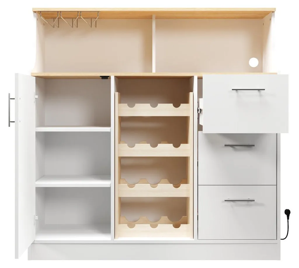 Buffet de Bar Gain de Place avec Rangements et Éclairage LED Intégré