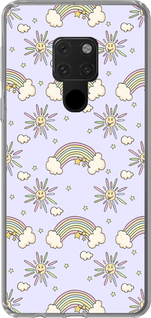 MuchoWow Handyhülle Schutzhülle Hülle für Telefoonhoesje Huawei P40 Lite Mädchen - Regenbogen - Sonne - Muster - Mädchen - Kinder - Kinder ...