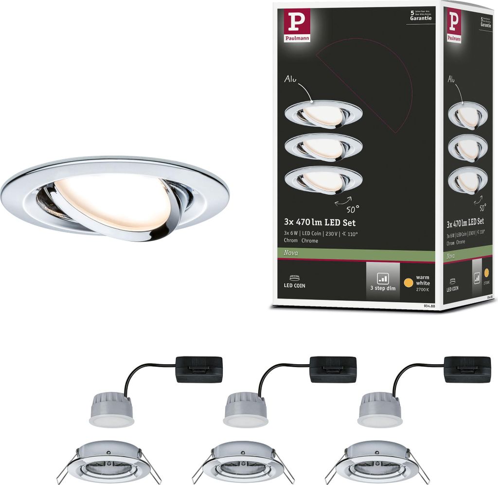 Paulmann LED Einbauleuchte Nova Basisset schwenkbar Produktbild 